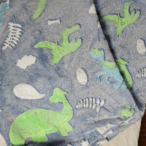 HOMBYS Blue Dinosaur Plush 2 Pillowcases Standard 21x26 Fleece Kids Bedding